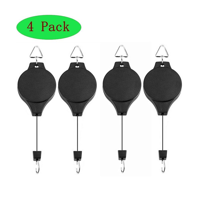 Lythor 4 Pack Plant Hook Pulley, Retractable Plant Hanger Easy Reach Hanging Flower Basket for Garden Baskets Pots and Birds Feeder Hang High up and Pull Down to Water Or Feed - Image 2